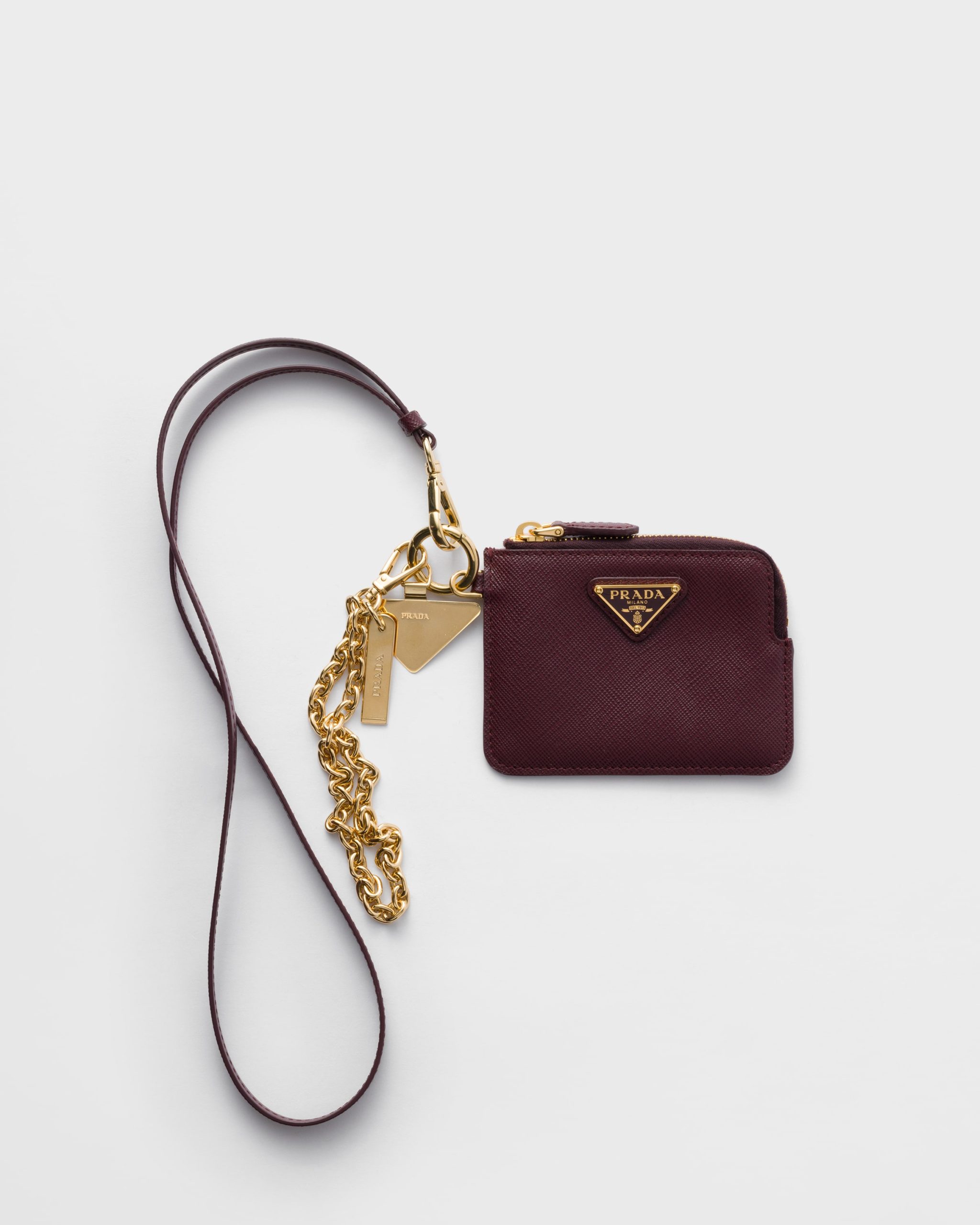 Prada Saffiano leather card holder with shoulder strap - Image 1